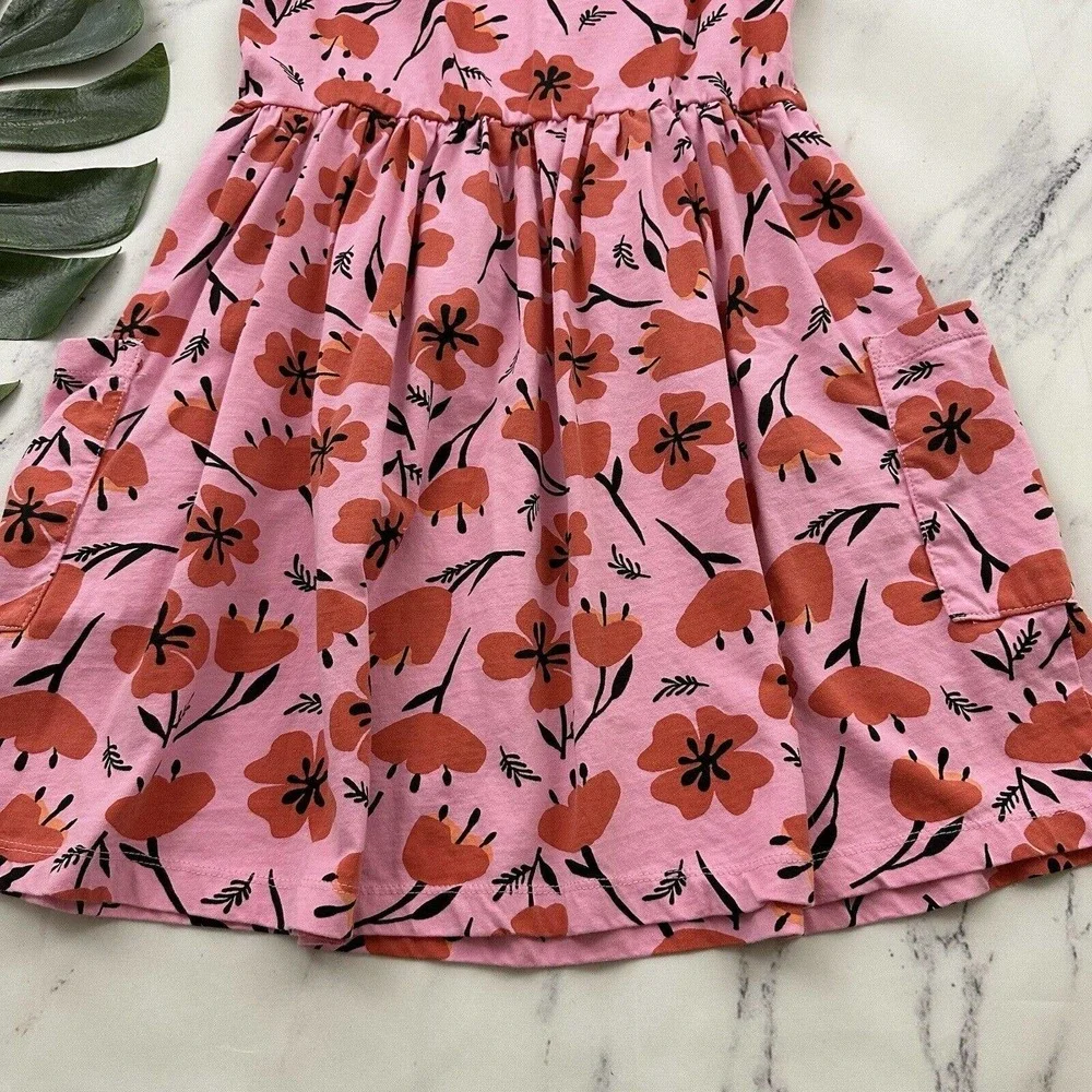 Hanna Andersson Girls Fit and Flare Dress Size 140 10 Pink Orange Floral Cotton - Picture 8 of 8